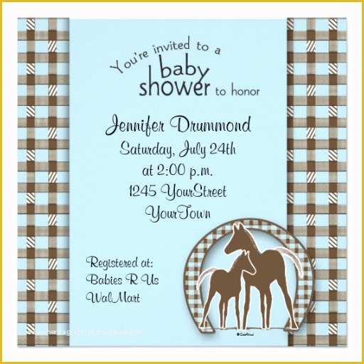Free Horse Invitation Template Of Baby Shower with Horses Invitation Template 5 25" Square