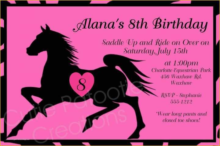 Free Horse Invitation Template Of Birthday Invitations Free Printable Horse Birthday