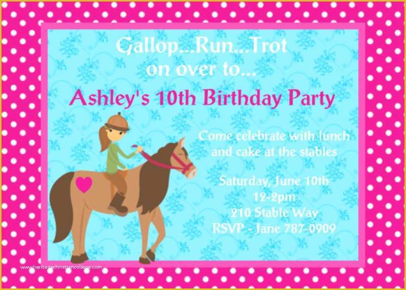 Free Horse Invitation Template Of Free Printable Birthday Horse Invitation – orderecigsjuice