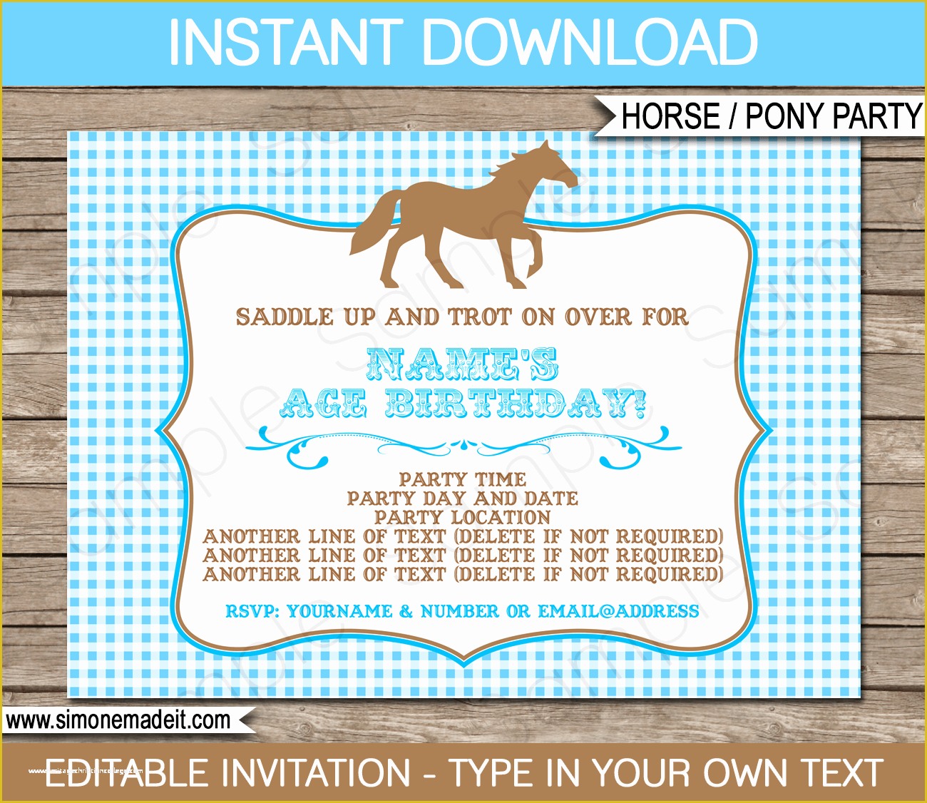 Free Horse Invitation Template Of Horse Birthday Party Invitations