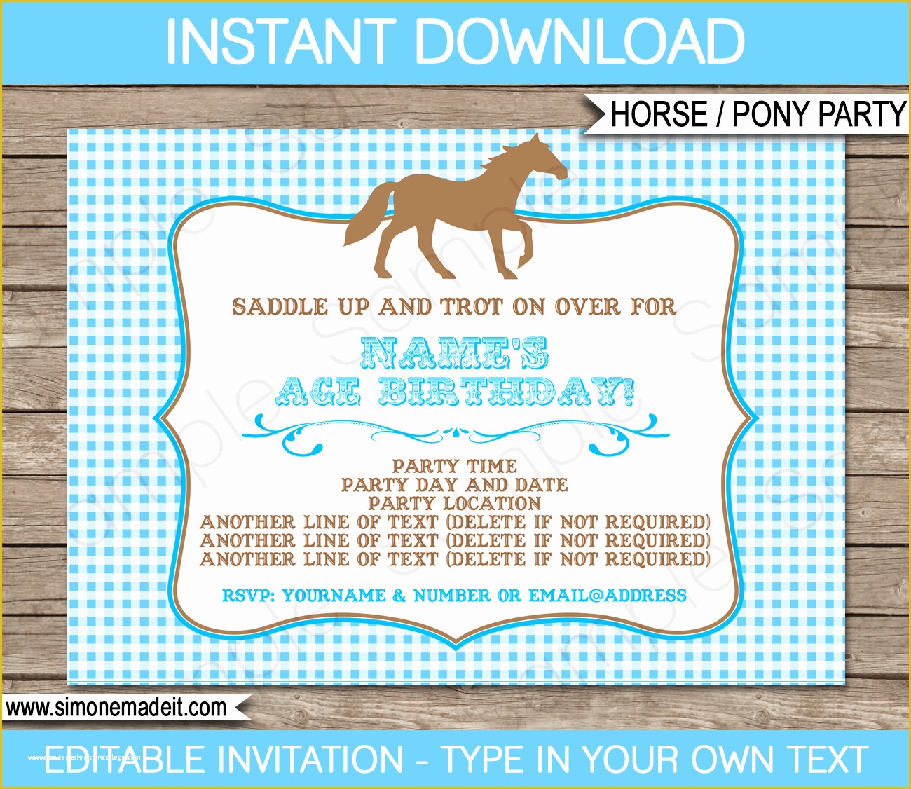 Free Horse Invitation Template Of Horse Birthday Party Invitations