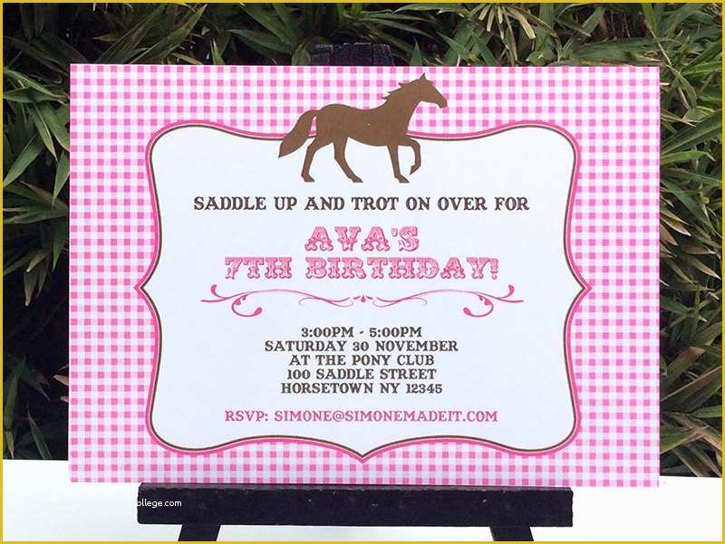 Free Horse Invitation Template Of Horse Birthday Party Printable Templates