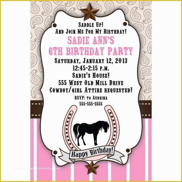 Free Horse Invitation Template Of Horse Invitations Template