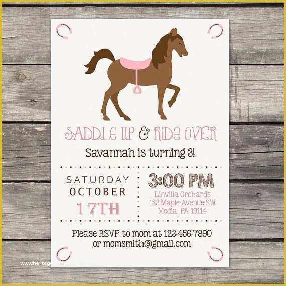 Free Horse Invitation Template Of Pony Party Invitations Edit and Download with Templett