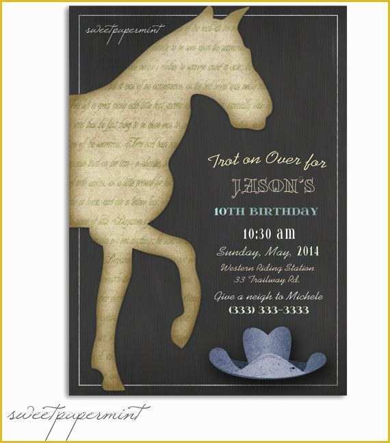 Free Horse Invitation Template Of Vintage Horse Child S Boy Birthday Invitation Card