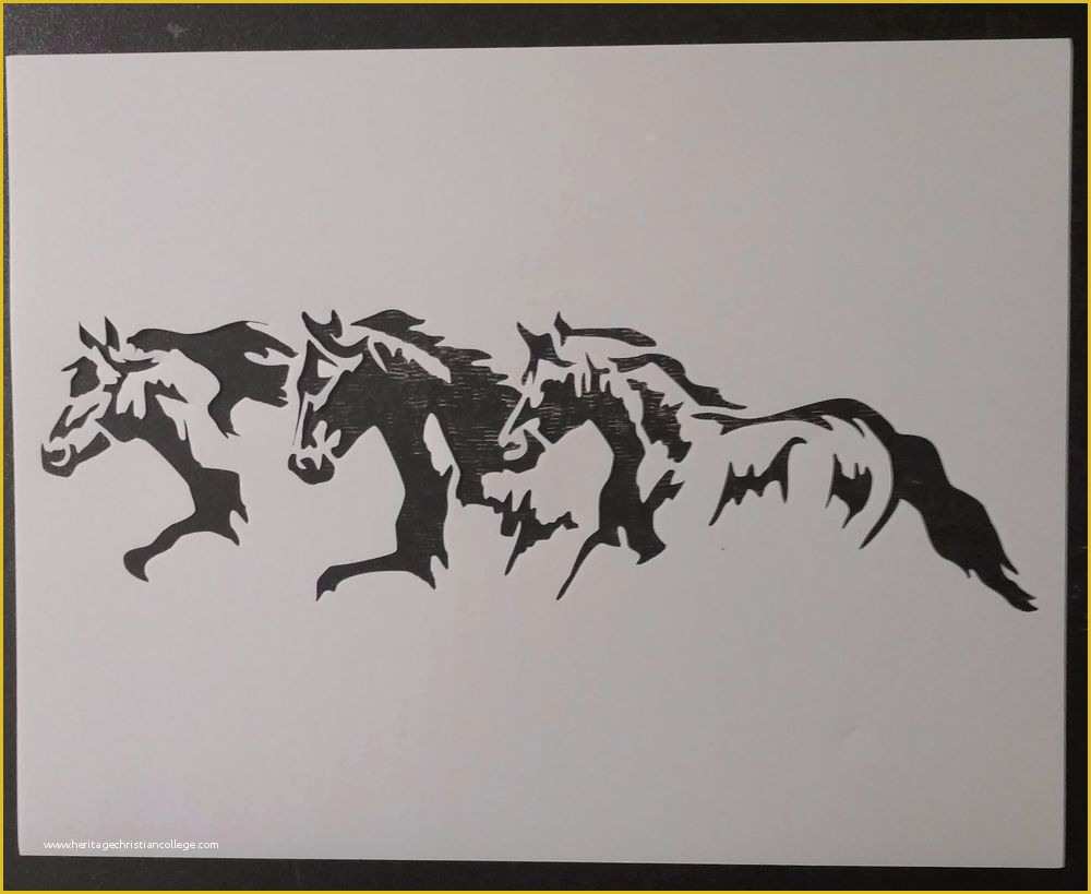 Free Horse Templates Of 3 Horses Running Horse Pony 11" X 8 5" Custom Stencil Fast
