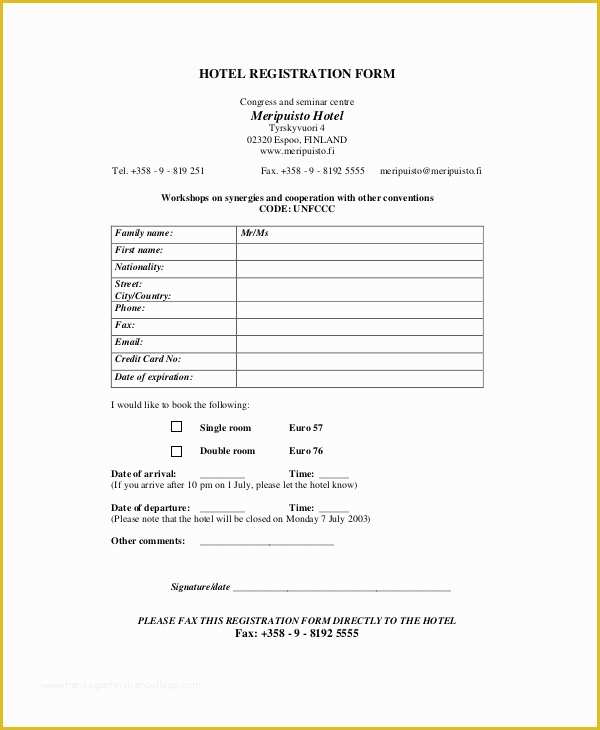 Free Hotel Registration form Template Of 8 Sample Registration forms – Pdf Word