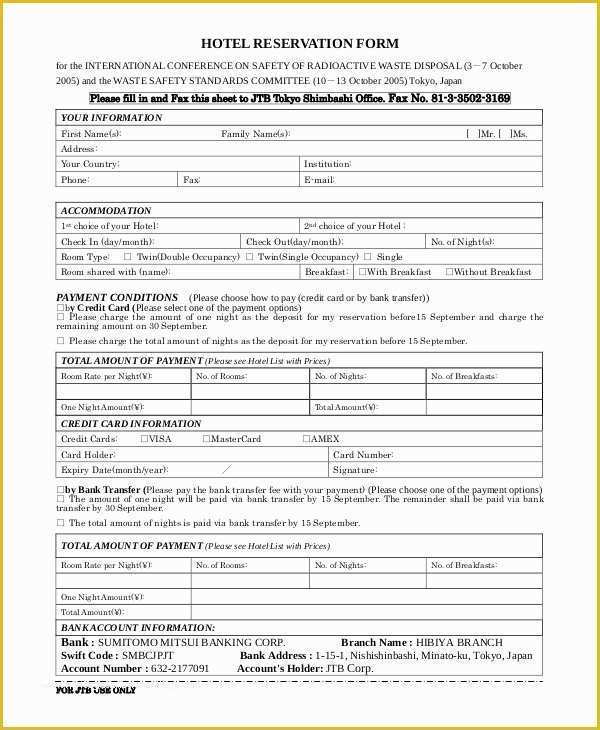 Free Hotel Registration form Template Of 9 Sample Hotel Registration forms
