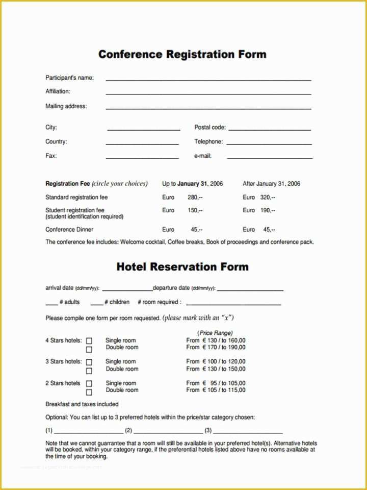 Free Hotel Registration form Template Of Free Hotel Registration form Template Unique Design Blank