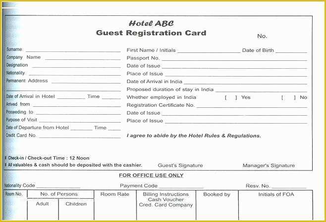 Free Hotel Registration form Template Of Guest Registration form Template New Open House Guest