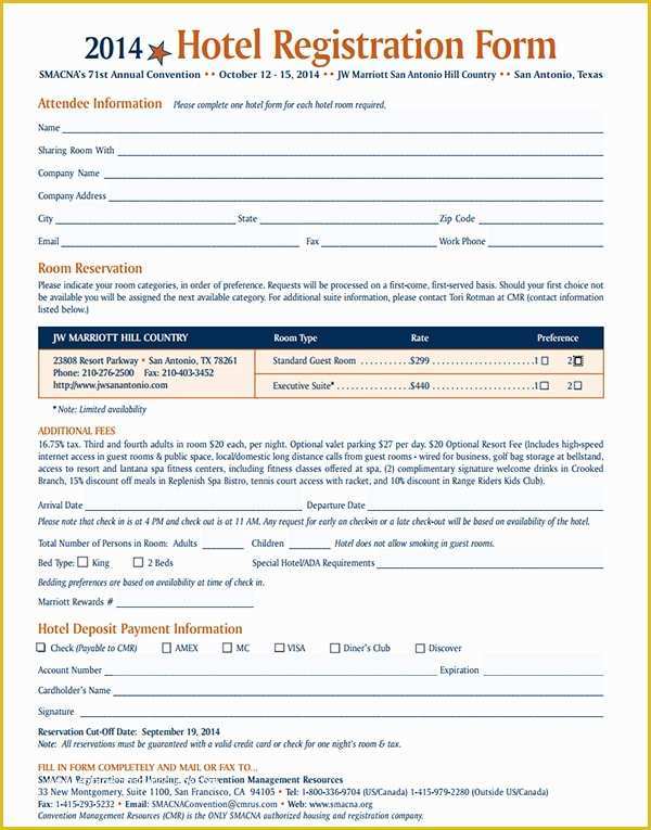 Free Hotel Registration form Template Of Hotel Guest Registration form Sample forms