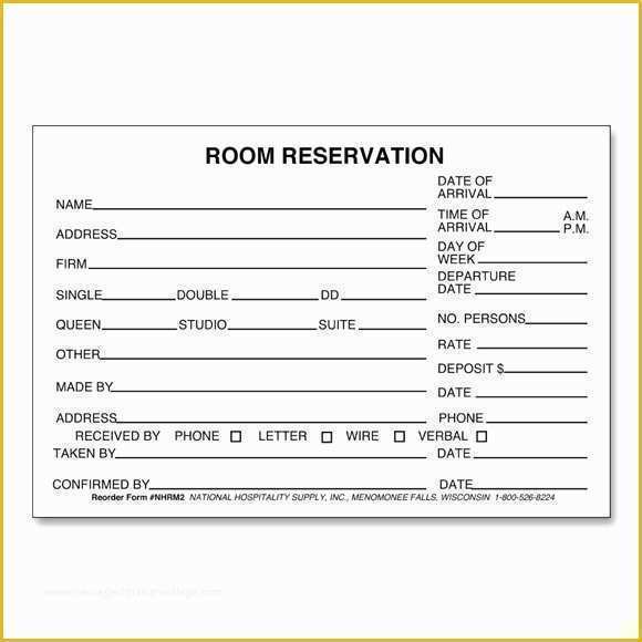 Free Hotel Registration form Template Of Room Reservation form 4 X 6 500 Pk Hotel forms National