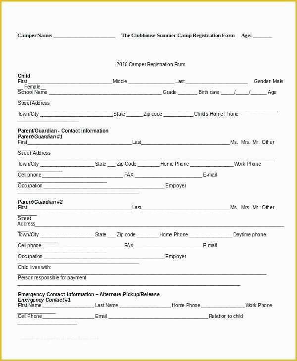 Free Hotel Registration form Template Of School Application form Template School Registration form