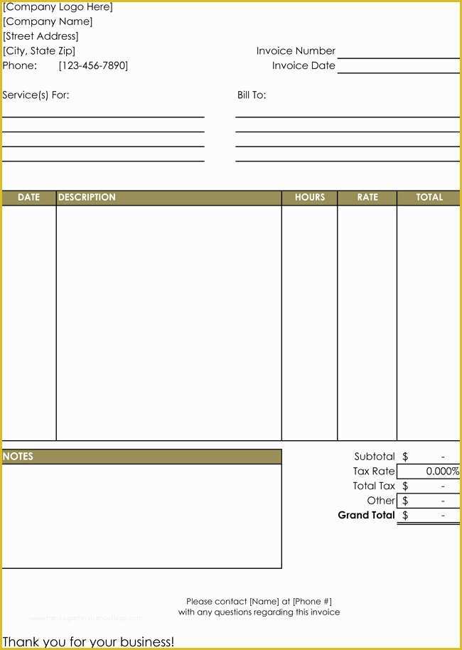 Free Hourly Invoice Template Of 15 Hourly Service Invoice Templates In Excel Word and Pdf