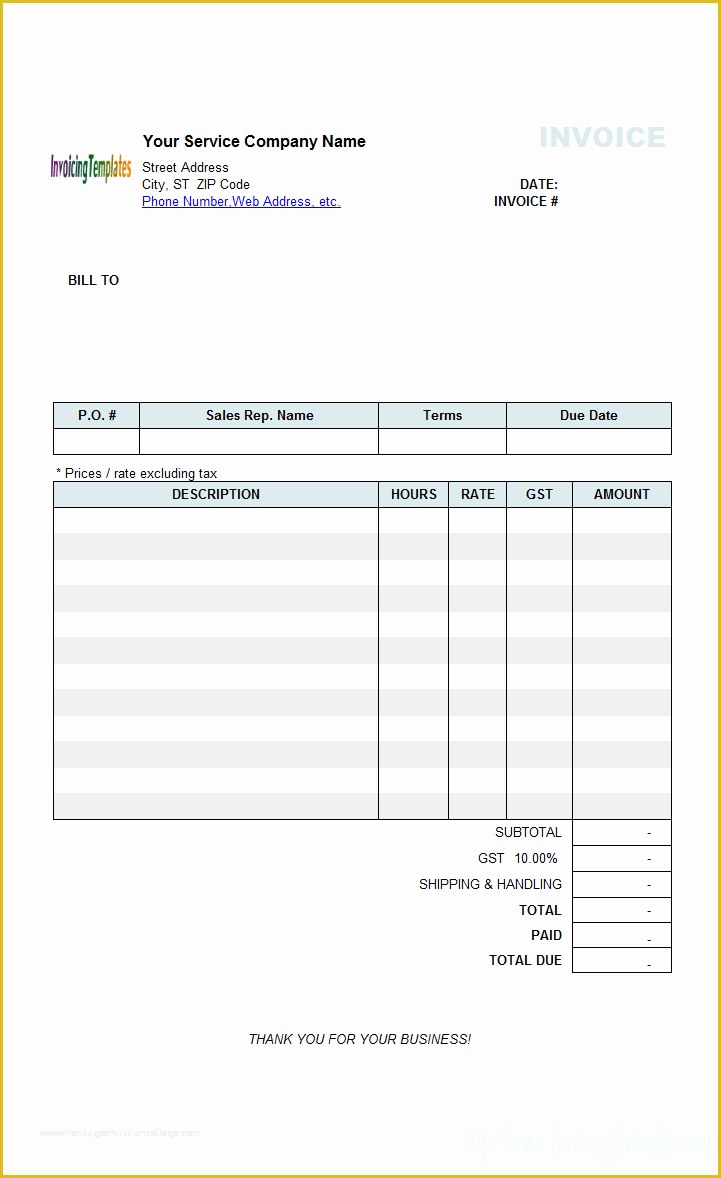 Free Hourly Invoice Template Of Contractor Invoice Templates Free 20 Results Found