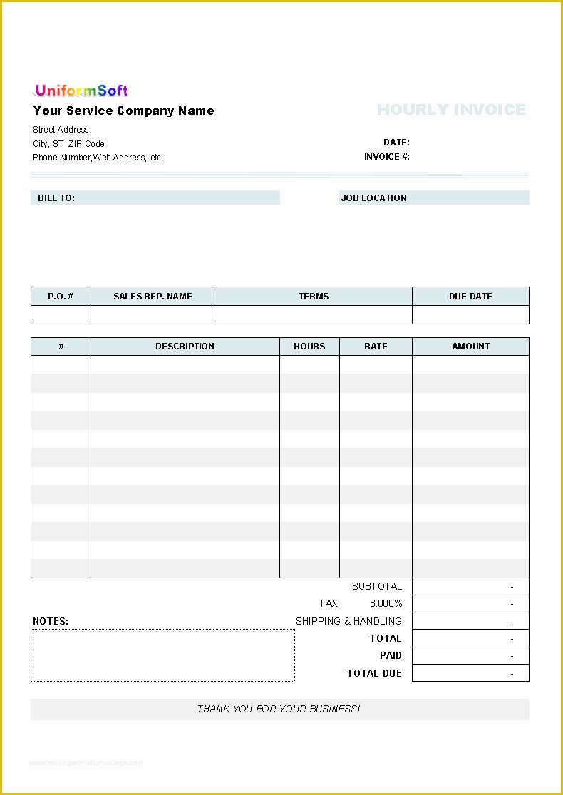 Free Hourly Invoice Template Of Hourly Invoice form Uniform Invoice software