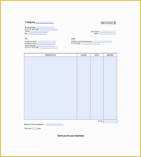 Free Hourly Invoice Template Of Hourly Invoice Template 5 Free Word Excel Pdf format