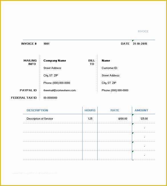 Free Hourly Invoice Template Of Hourly Invoice Template Excel