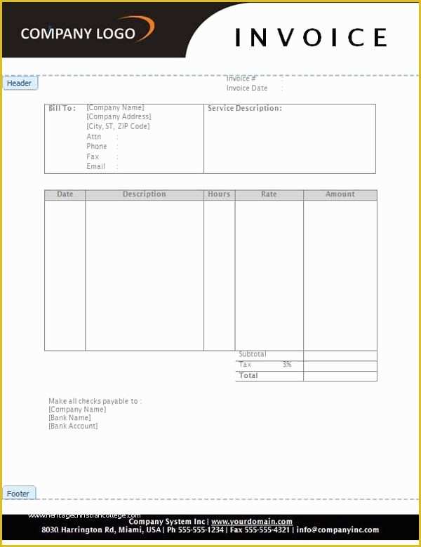 Free Hourly Invoice Template Of Hourly Invoice Template Hourly Rate Invoice Templates Free