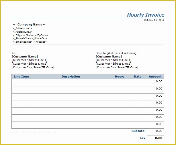 Free Hourly Invoice Template Of Invoice Template Hours Worked