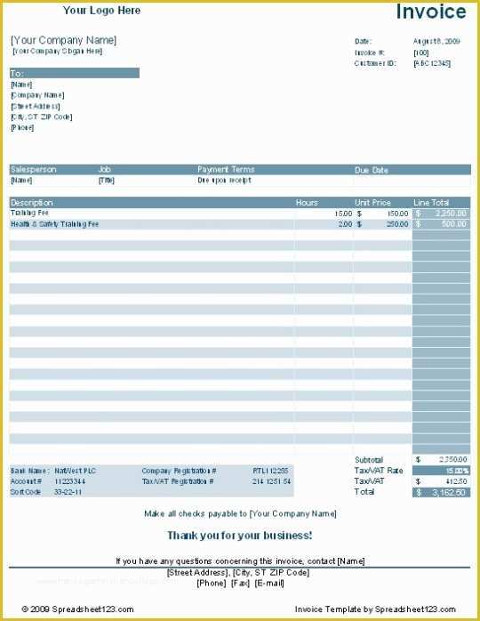 Free Hourly Invoice Template Of Service Invoice Template for Hourly Rate Billing Free