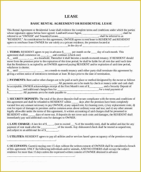 Free House Rental Agreement Template Of House Lease Template 7 Free Word Pdf Documents