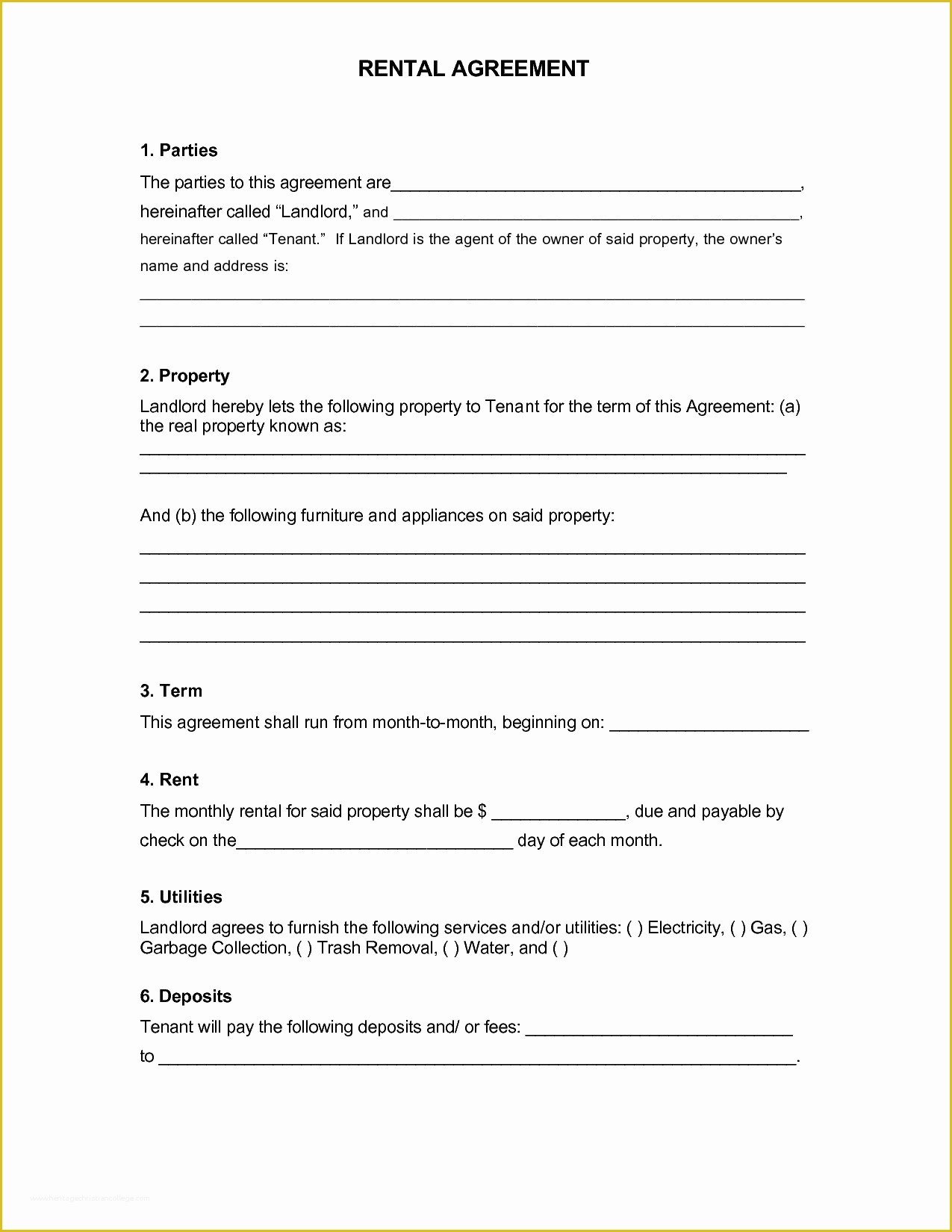 Free House Rental Agreement Template Of Rental Agreement Template Free Printable Documents
