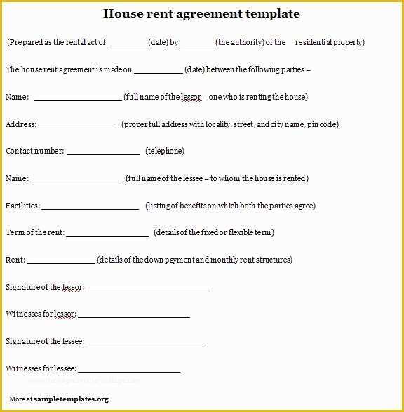 Free House Rental Lease Template Of 10 Best Of House Rental Agreement Template House