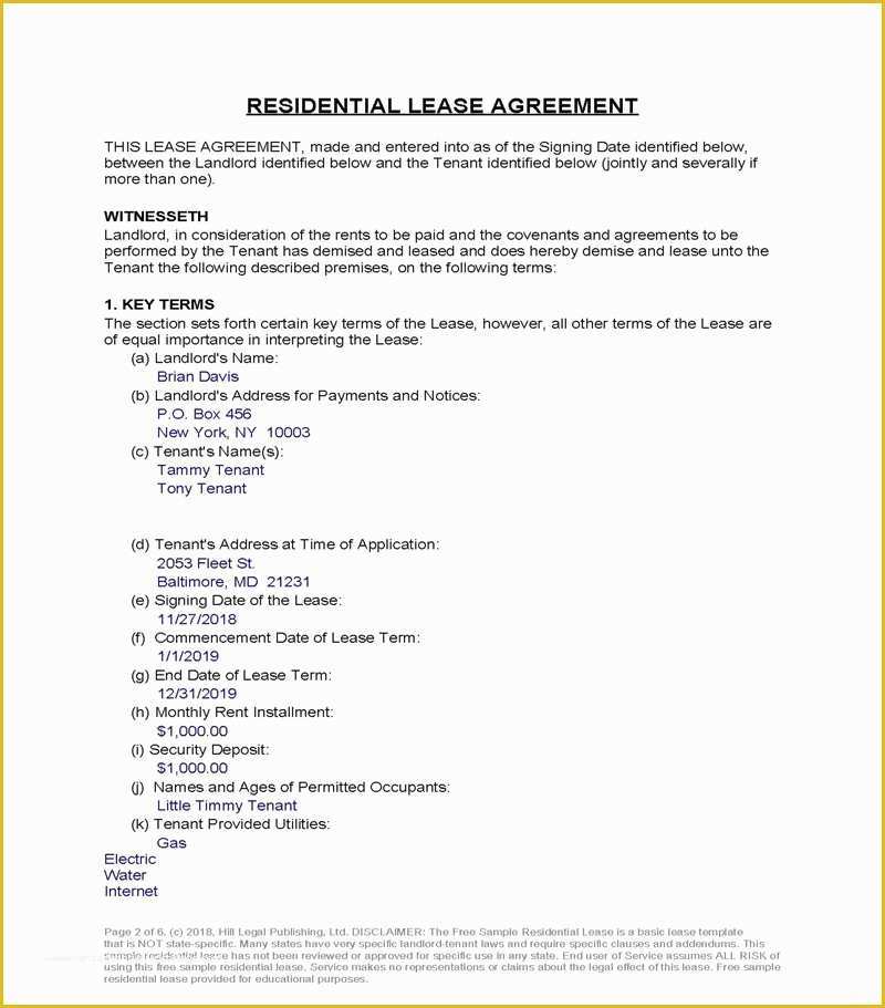 Free House Rental Lease Template Of Free Lease Agreement Preview