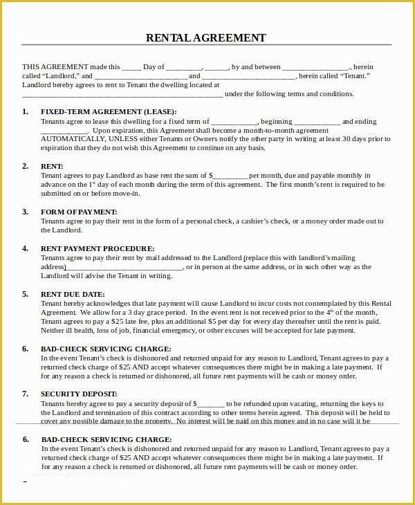 Free House Rental Lease Template Of Printable Lease Agreement