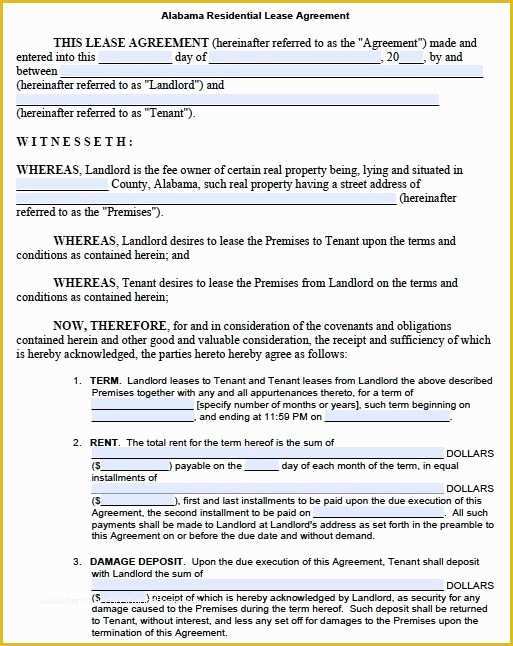 Free House Rental Lease Template Of Printable Sample Residential Lease Agreement Template form