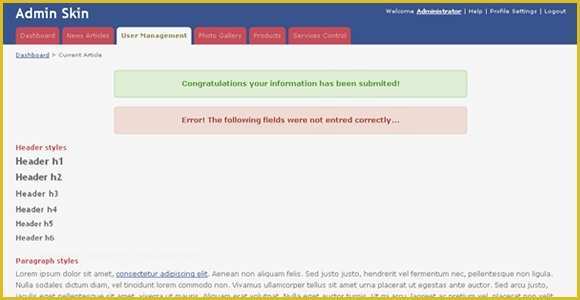 Free HTML Admin Templates Of Admin Skin Free Admin Template