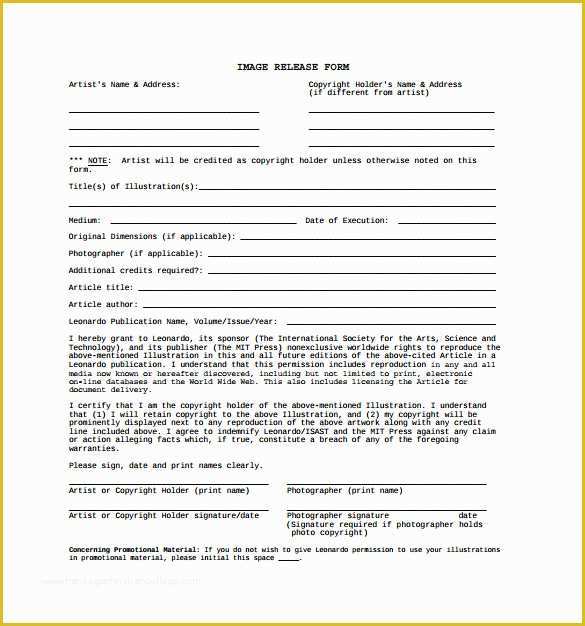 Free HTML form Templates Of 14 Image Release form Templates to Download for Free
