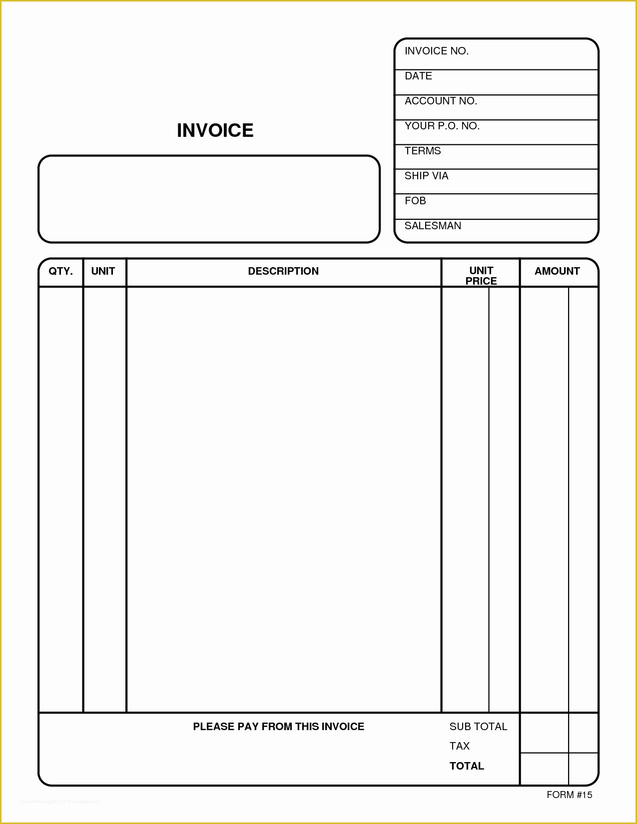 Free HTML form Templates Of Generic Invoice Template Free