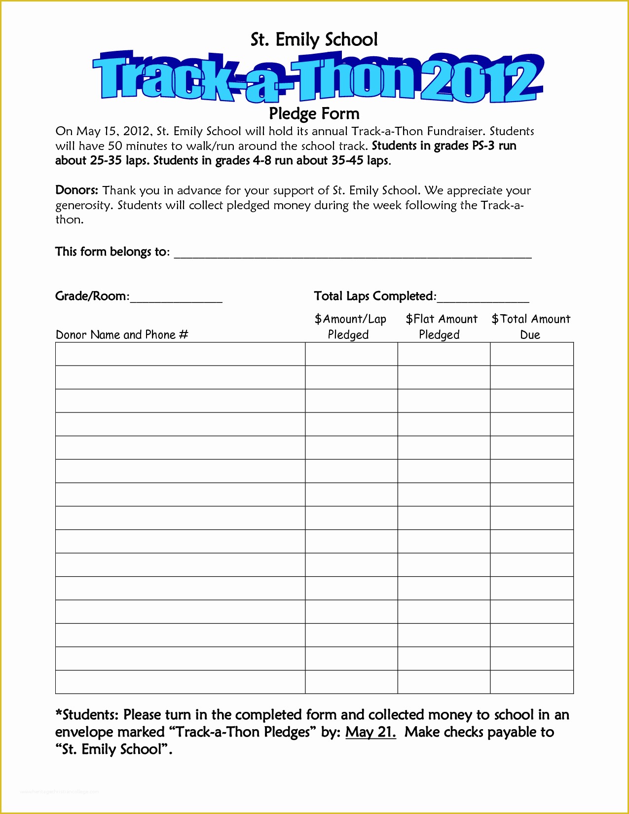 Free HTML form Templates Of Walkathon Pledge form Template Invitation Templates