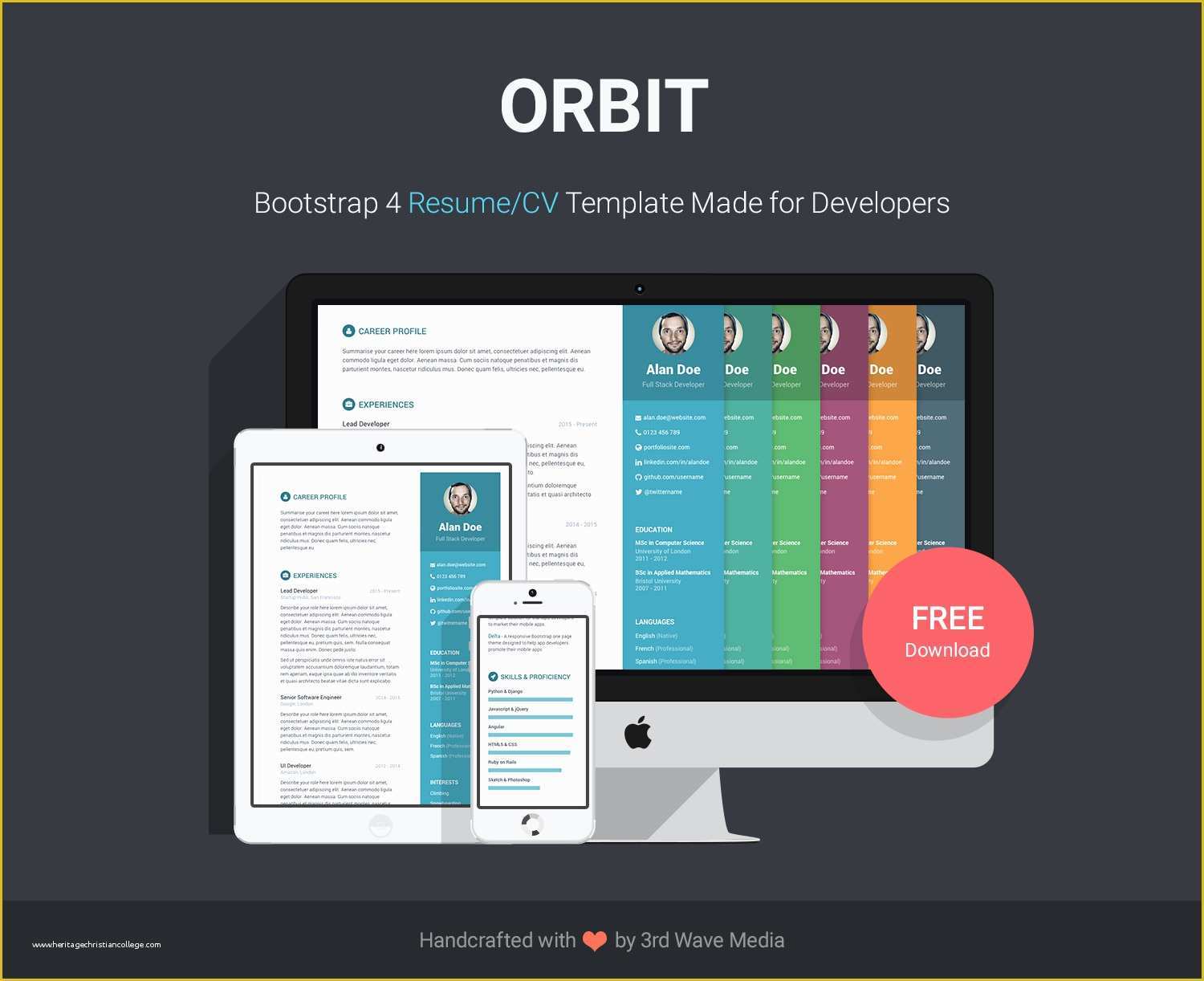 Free HTML Layout Templates Of Free Bootstrap Resume Cv Template for Developers orbit