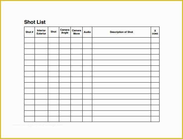 Free HTML Listing Templates Of 9 Shot List Templates Pdf Word Excel