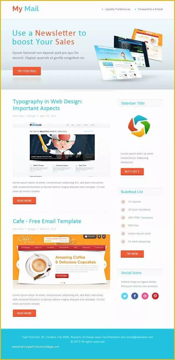 61 Free HTML Newsletter Templates