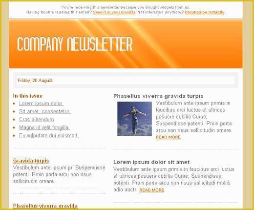 Free HTML Newsletter Templates Of Free HTML Newsletter Templates Noupe