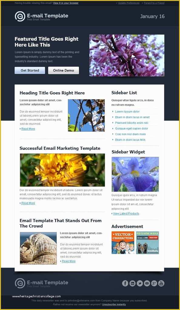 Free HTML Newsletter Templates Of Modern HTML Email Template Free Mail Templates