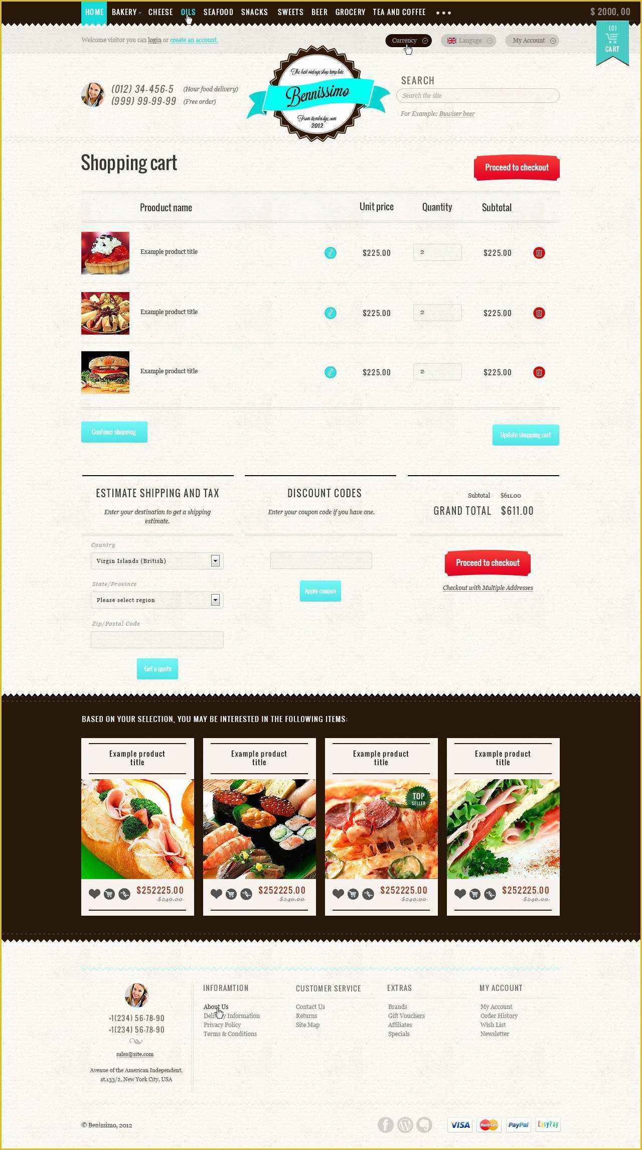 Free HTML Shopping Cart Template Of Benissimo — HTML5 &amp; Css3 Store Template by Wpway