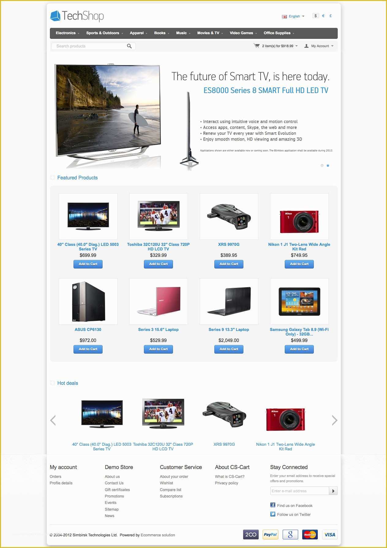 Free HTML Shopping Cart Template Of Cs Cart 4 Tech Shop Template