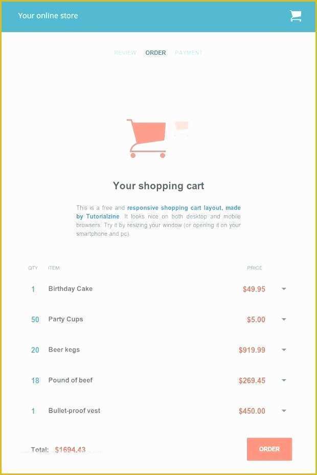 Free HTML Shopping Cart Template Of Responsive Shopping Cart Template Responsive Shopping Cart