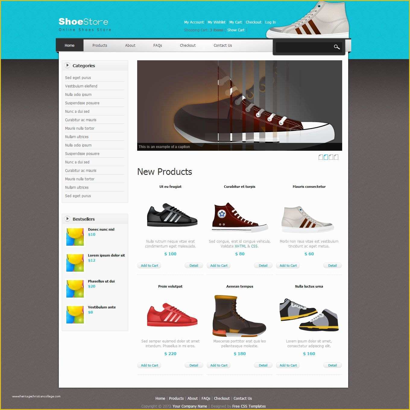 Free HTML Shopping Cart Template Of Shoes Template is An E Merce Store theme for Shopping