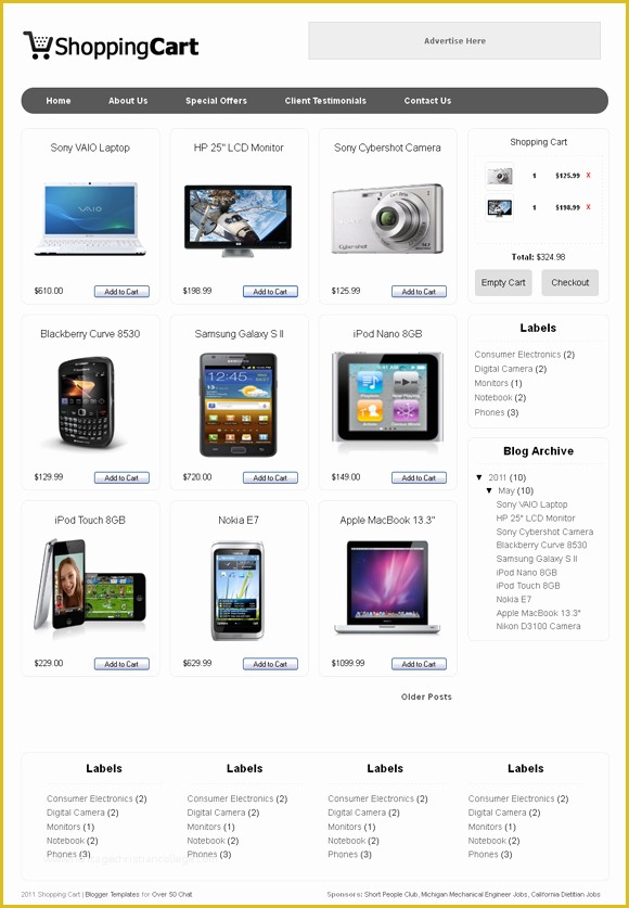 Free HTML Shopping Cart Template Of Shopping Cart Blogger Template