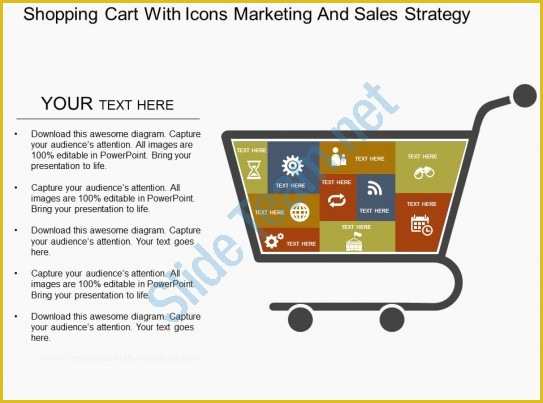 Free HTML Shopping Cart Template Of Shopping Cart with Icons Marketing and Sales Strategy Flat