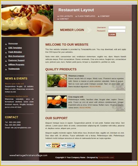 Free HTML Web Templates Of 34 Restaurant HTML5 Website themes & Templates