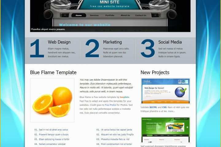 Free HTML Web Templates Of Blue Flame Free Templates