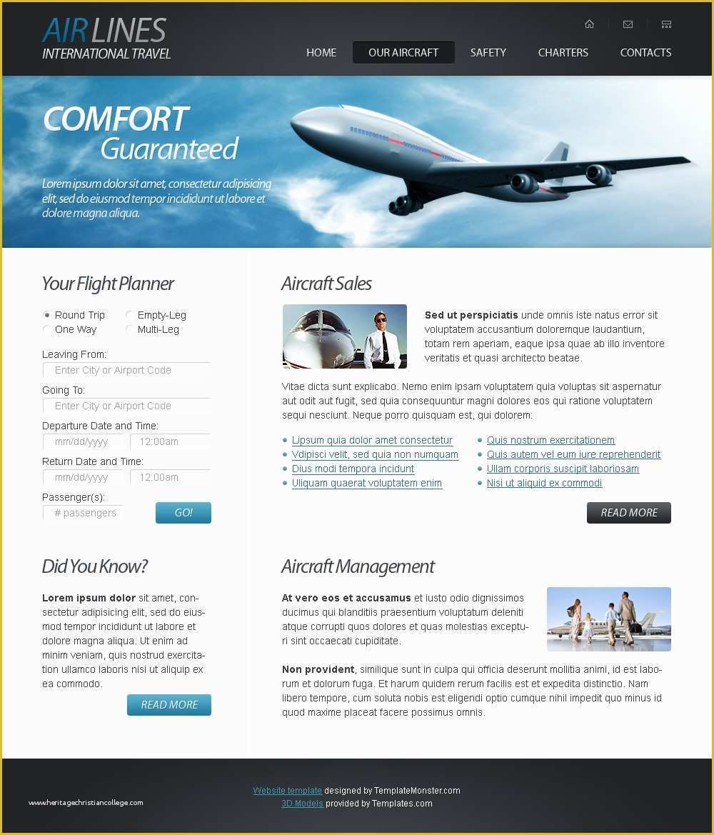 Free HTML Web Templates Of Free HTML5 Website Template Airlines Pany