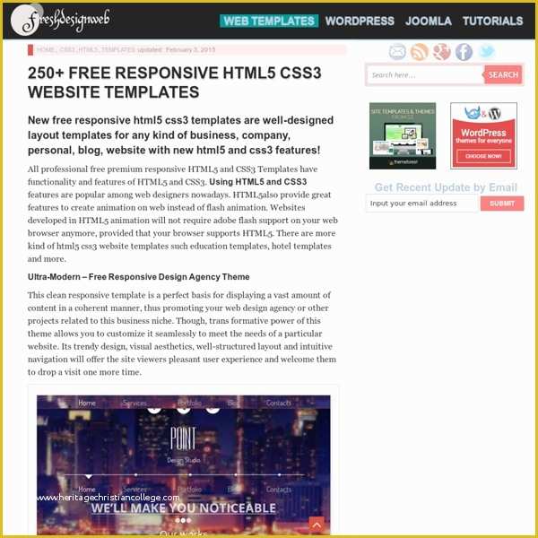 Free HTML Website Templates Of 250 Free Responsive HTML5 Css3 Website Templates